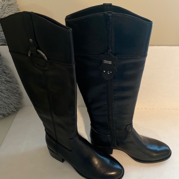 Alfani Bexleyy Black Wide Calf Leather Boots - Picture 7 of 11